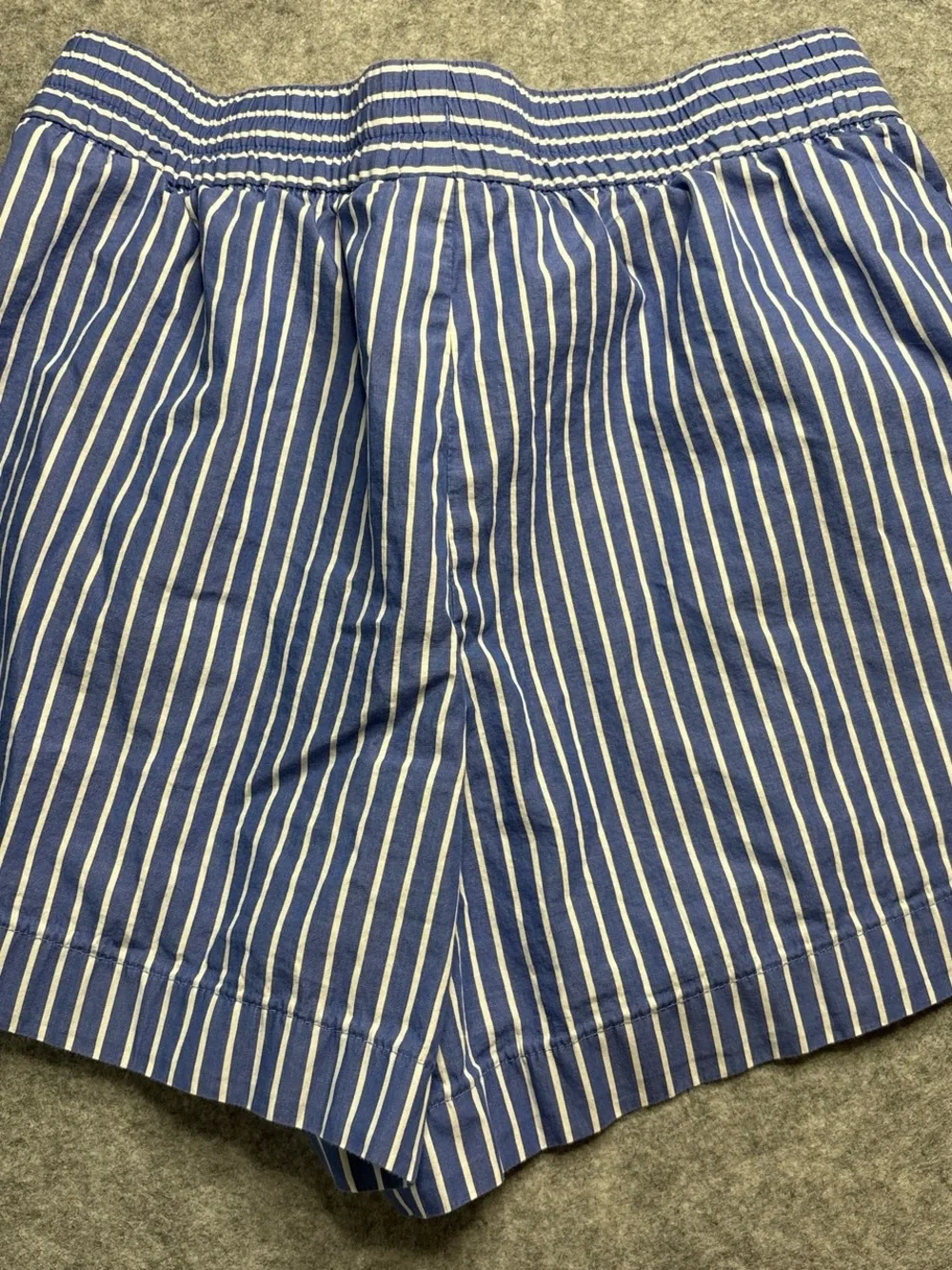 GAP Navy and White Striped Women's Elastic Waist Athletic Shorts